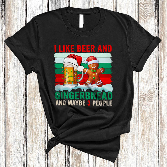 MacnyStore - I Like Beer And Gingerbread Maybe 3 People, Cool Vintage Retro Christmas Drinking, Baker X-mas T-Shirt