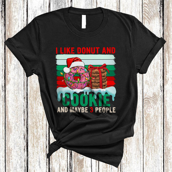 MacnyStore - I Like Donut And Cookie Maybe 3 People, Cool Vintage Retro Christmas Cookie Donut, Baker X-mas T-Shirt