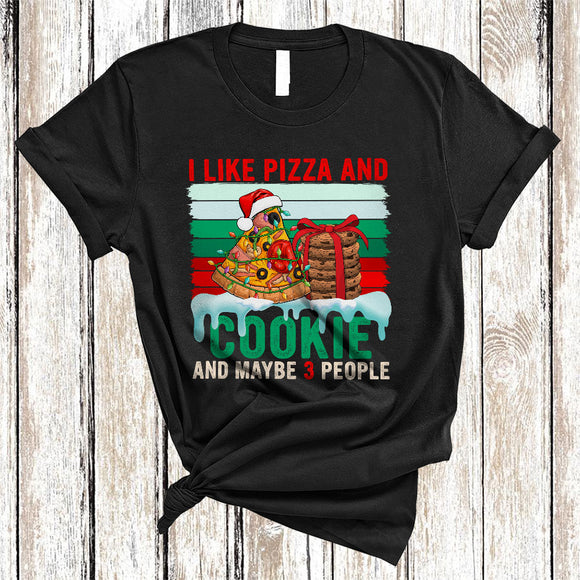 MacnyStore - I Like Pizza And Cookie Maybe 3 People, Cool Vintage Retro Christmas Cookie Pizza, Baker X-mas T-Shirt