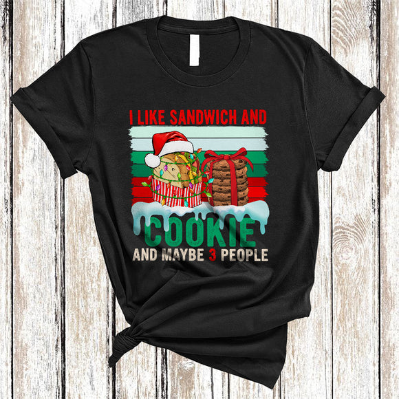 MacnyStore - I Like Sandwich And Cookie Maybe 3 People, Cool Vintage Retro Christmas Cookie Sandwich, Baker X-mas T-Shirt