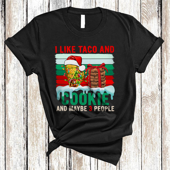 MacnyStore - I Like Taco And Cookie Maybe 3 People, Cool Vintage Retro Christmas Cookie Taco, Baker X-mas T-Shirt