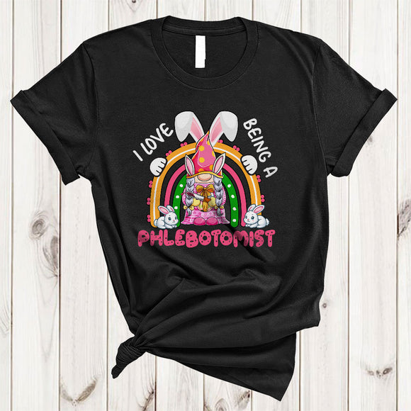 MacnyStore - I Love Being A Phlebotomist, Wonderful Easter Day Bunny Gnomes Rainbow, Phlebotomist Group T-Shirt