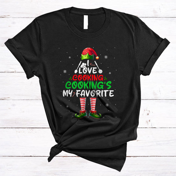 MacnyStore - I Love Cooking, Cooking's My Favorite, Adorable Christmas ELF Lover, Snow Around Lunch Lady X-mas T-Shirt