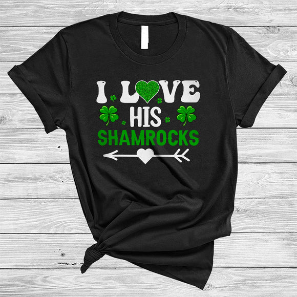 MacnyStore - I Love His Shamrocks, Amazing St. Patrick's Day Lucky Shamrock Heart Shape, Matching Couple T-Shirt