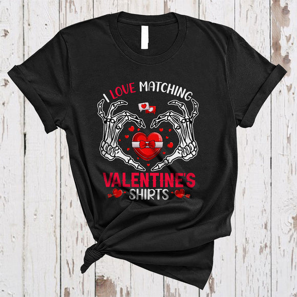 MacnyStore - I Love Matching Valentine's Shirts, Wonderful Valentine Skeleton Hands Hearts, Matching Couple T-Shirt