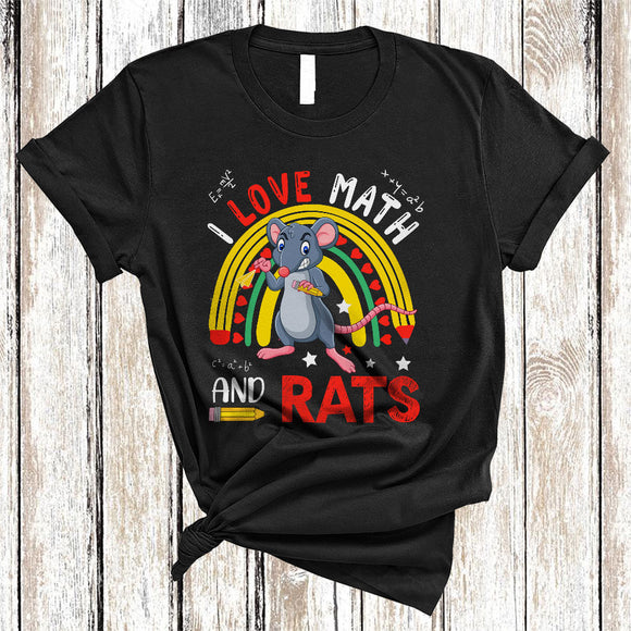 MacnyStore - I Love Math And Rats, Lovely Math Teacher Teaching Student Group, Wild Animal Lover T-Shirt