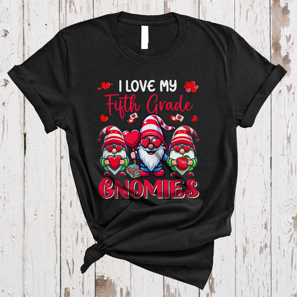 MacnyStore - I Love My Fifth Grade Gnomies, Amazing Valentine Three Gnomes Gnomies, Teacher Group T-Shirt