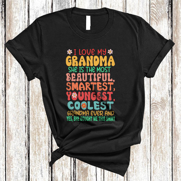 MacnyStore - I Love My Grandma Coolest Grandma Ever, Happy Mother's Day Flowers, Matching Family Group T-Shirt