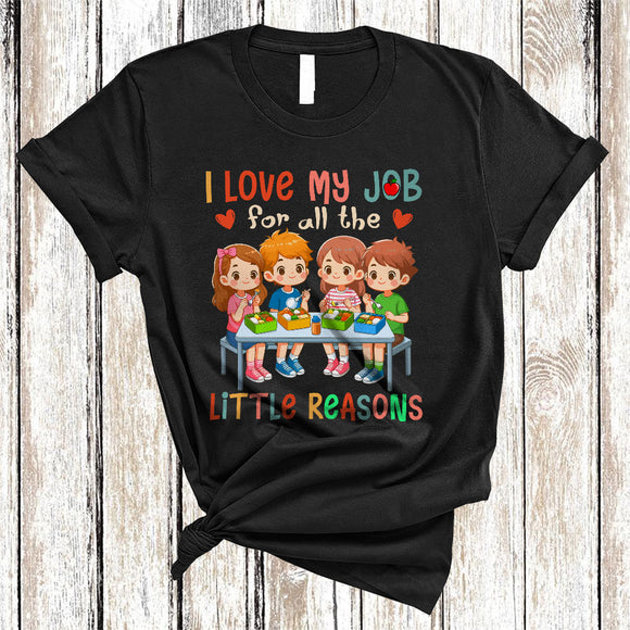 MacnyStore - I Love My Job For All The Little Reasons, Adorable Thinking Motivated Lunch Lady, Family Group T-Shirt