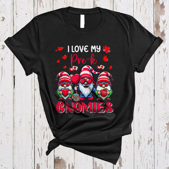 MacnyStore - I Love My Pre-K Gnomies, Amazing Valentine Three Gnomes Gnomies, Teacher Group T-Shirt