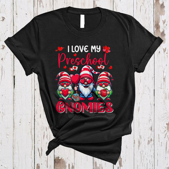 MacnyStore - I Love My Preschool Gnomies, Amazing Valentine Three Gnomes Gnomies, Teacher Group T-Shirt