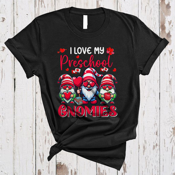 MacnyStore - I Love My Preschool Gnomies, Amazing Valentine Three Gnomes Gnomies, Teacher Group T-Shirt