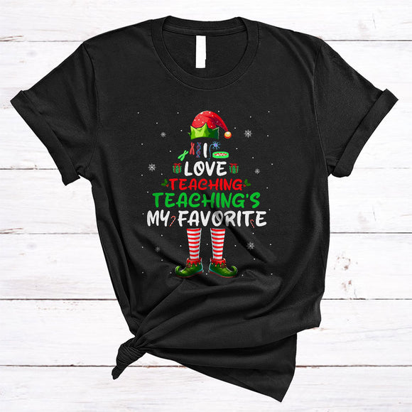 MacnyStore - I Love Teaching, Teaching's My Favorite, Adorable Christmas ELF, Snow X-mas Biology Teacher T-Shirt