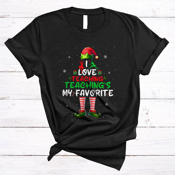 MacnyStore - I Love Teaching, Teaching's My Favorite, Adorable Christmas ELF, Snow X-mas Dance Teacher T-Shirt