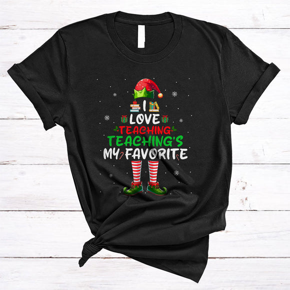 MacnyStore - I Love Teaching, Teaching's My Favorite, Adorable Christmas ELF, Snow X-mas SPED Teacher T-Shirt