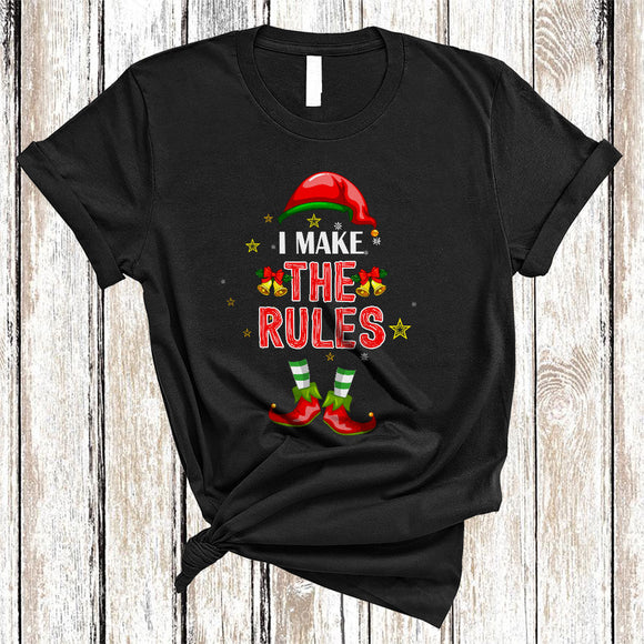 MacnyStore - I Make The Rules Elf, Humorous Christmas ELF Shoes Hat, Matching X-mas Family Group T-Shirt