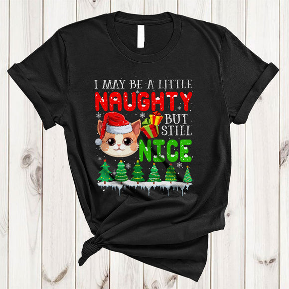 MacnyStore - I May Be A Little Naughty But Still Nice, Amazing Christmas Santa Cat Face Lover, X-mas Group T-Shirt