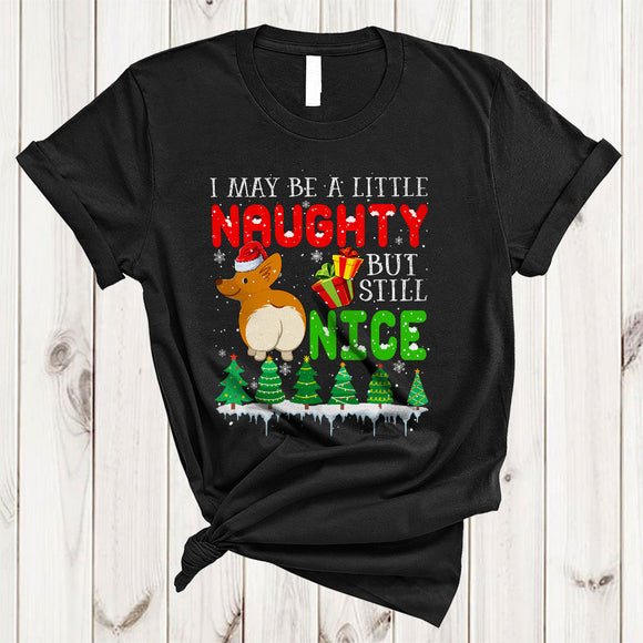 MacnyStore - I May Be A Little Naughty But Still Nice, Amazing Christmas Santa Corgi Lover, X-mas Group T-Shirt