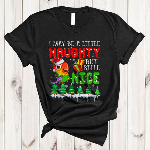 MacnyStore - I May Be A Little Naughty But Still Nice, Amazing Christmas Santa Parrot Lover, X-mas Group T-Shirt