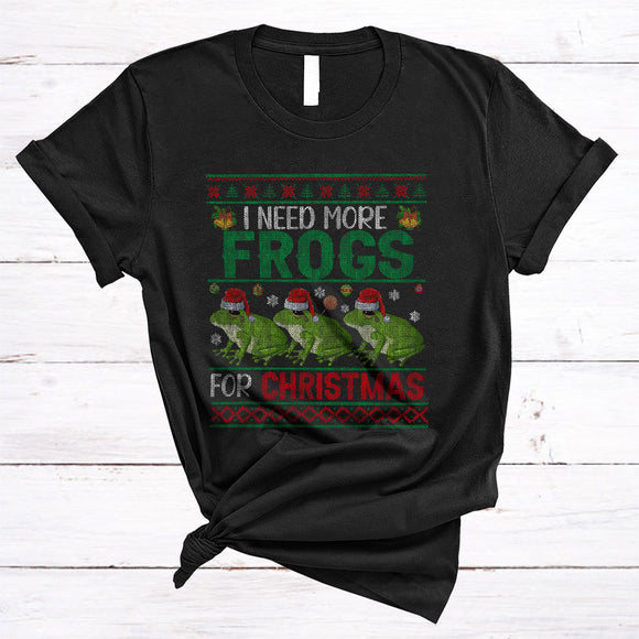 MacnyStore - I Need More Frogs For Christmas, Amazing X-mas Sweater Santa Frogs Collection, Animal Lover T-Shirt