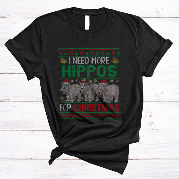 MacnyStore - AHnLskM/s1I Need More Hippos For Christmas, Amazing X-mas Sweater Santa Hippo Collection, Animal Lover T-Shirt