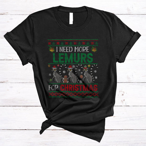 MacnyStore - I Need More Lemurs For Christmas, Amazing X-mas Sweater Santa Lemur Collection, Animal Lover T-Shirt