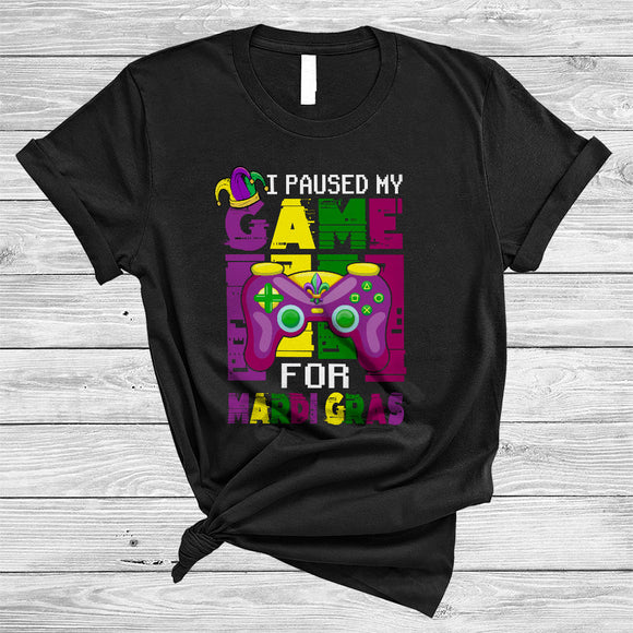 MacnyStore - I Paused My Game For Mardi Gras, Awesome Mardi Gras Video Game Controller, Gamer Group T-Shirt