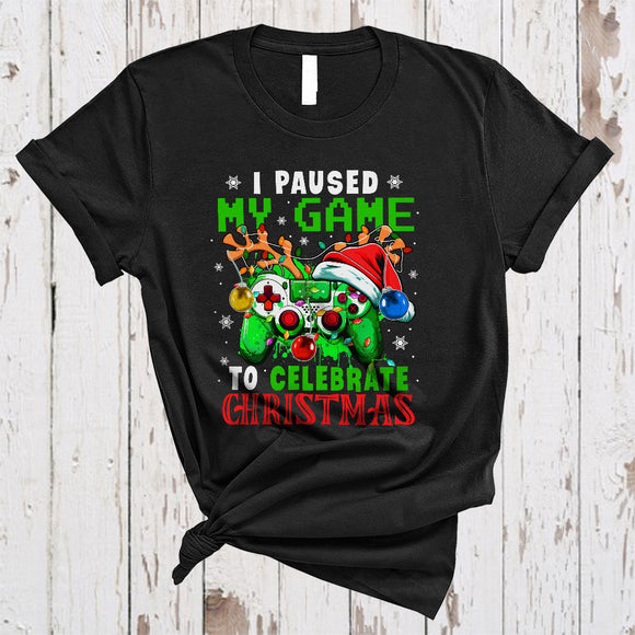 MacnyStore - I Paused My Game To Celebrate Christmas, Colorful X-mas Video Games Controller, Snow Gamer T-Shirt