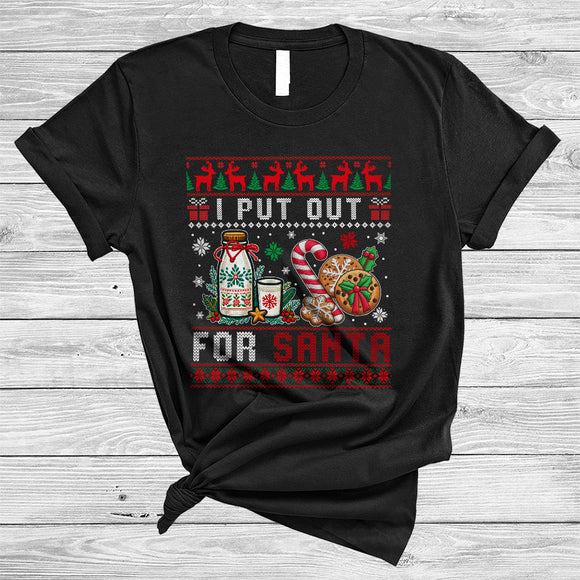 MacnyStore - I Put Out For Santa, Humorous Christmas Milk Cookies Lover, Matching Sweater Family Group T-Shirt