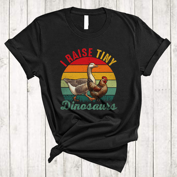 MacnyStore - I Raise Tiny Dinosaurs, Humorous Cute Chicken Goose, Farm Animal Matching Farmer Group T-Shirt