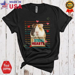 MacnyStore - I Steal Hearts Funny Cool Valentine's Day Hearts Guinea Pig Wearing Sunglasses Guinea Pig Lover T-Shirt
