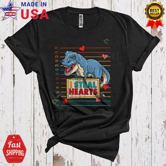 MacnyStore - I Steal Hearts Funny Cool Valentine's Day Hearts T-Rex Wearing Sunglasses Dinosaur Lover T-Shirt