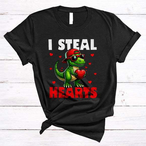 MacnyStore - I Steal Hearts, Lovely Valentine's Day Dinosaur T-Rex Lover, Matching Boys Couple Family T-Shirt