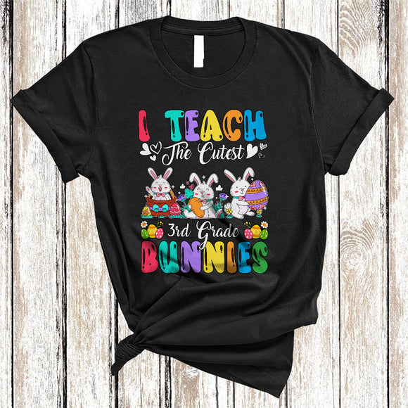 MacnyStore - I Teach The Cutest 3rd Grade Bunnies, Amazing Easter Day Bunny Teacher Group, Egg Hunt T-Shirt