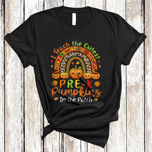 MacnyStore - I Teach the Cutest Pre-K Pumpkins, Lovely Thanksgiving Rainbow Pumpkin, Teacher Group T-Shirt