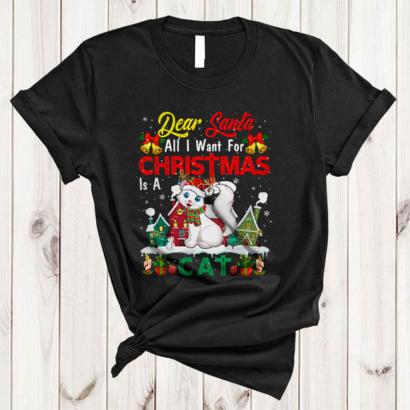 MacnyStore - I Want For Christmas Is A Cat, Amazing X-mas Lights Santa, Pajamas Snow Around T-Shirt