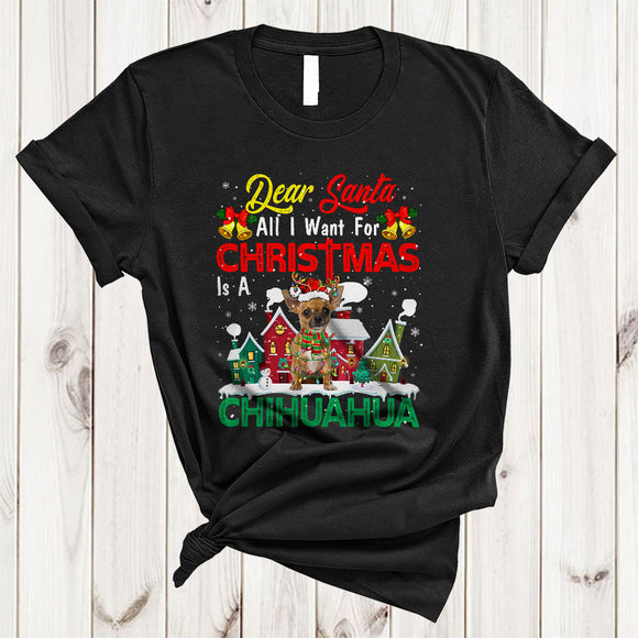 MacnyStore - I Want For Christmas Is A Chihuahua, Amazing X-mas Lights Santa, Pajamas Snow Around T-Shirt