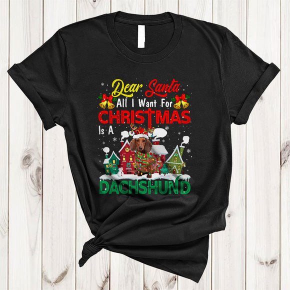 MacnyStore - I Want For Christmas Is A Dachshund, Amazing X-mas Lights Santa, Pajamas Snow Around T-Shirt