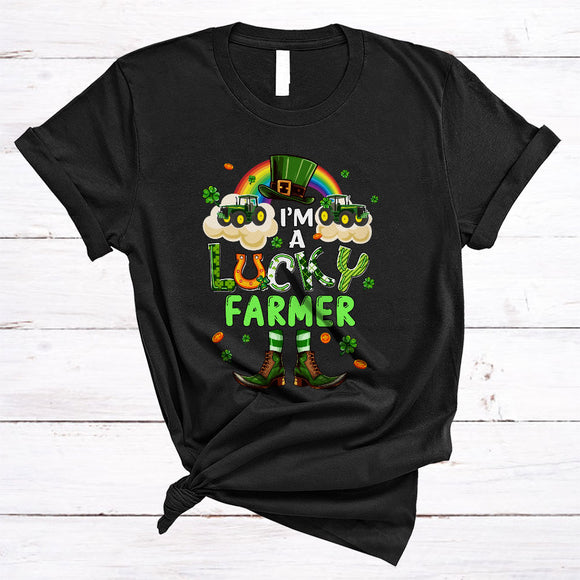 MacnyStore - I'm A Lucky Farmer, Awesome St. Patrick's Day Plaid Lucky Shamrock, Rainbow Irish Group T-Shirt