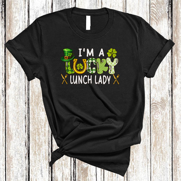 MacnyStore - I'm A Lucky Lunch Lady, Joyful St. Patrick's Day Shamrocks Lunch Lady Group, Lucky Irish Family T-Shirt