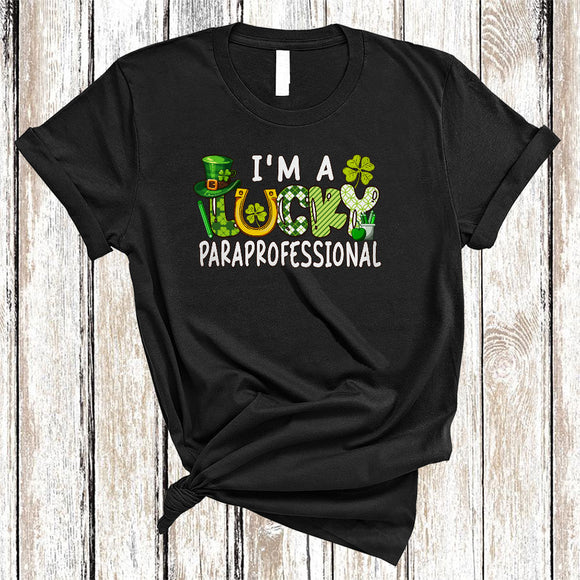 MacnyStore - I'm A Lucky Paraprofessional, Joyful St. Patrick's Day Shamrocks Teacher Group, Irish Family T-Shirt