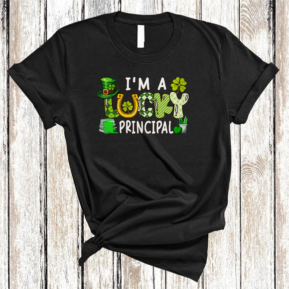 MacnyStore - I'm A Lucky Principal Teacher, Joyful St. Patrick's Day Shamrocks Teacher Group, Lucky Irish Family T-Shirt