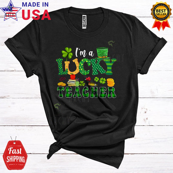 MacnyStore - I'm A Lucky Teacher Cute Funny St. Patrick's Day Leprechaun Shamrock Lover Matching Group T-Shirt