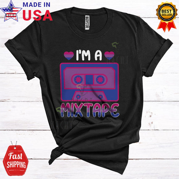 MacnyStore - I'm A Mixtape Cool Funny LGBTQ Pride LGBT Bisexual Flag Mixtape Hearts Lover T-Shirt