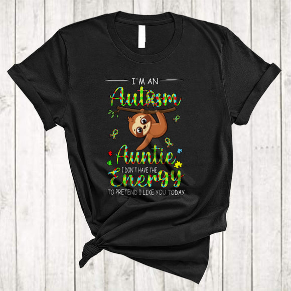 MacnyStore - I'm An Autism Auntie Don't Pretend I Like You Today, Cute Autism Awareness Puzzle, Family Group T-Shirt