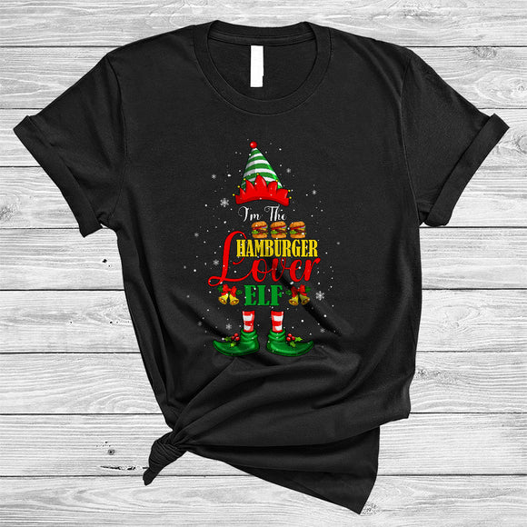 MacnyStore - I'm Hamburger Lover ELF, Humorous Christmas Naughty ELF Hamburger Lover, Matching X-mas Food T-Shirt