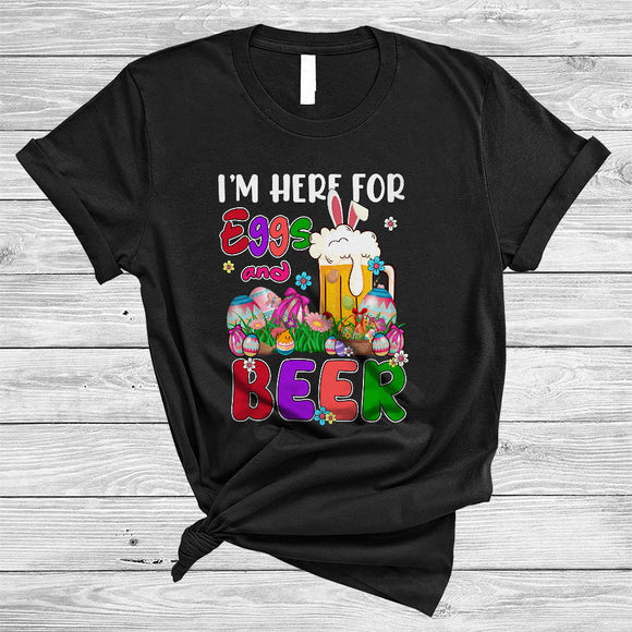 MacnyStore - I'm Here For Eggs And Beer, Amazing Easter Day Bunny Eggs Hunting, Matching Drinking Drunker T-Shirt
