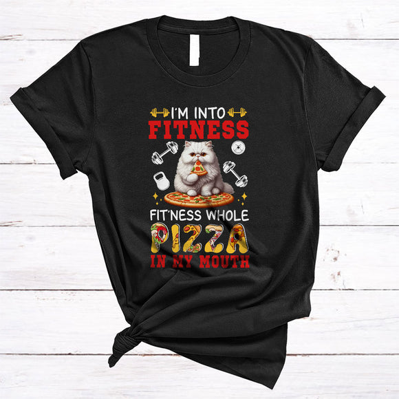 MacnyStore - I'm Into Fitness Pizza In My Month, Humorous Cat Eating Pizza, Food Fitness Workout Lover T-Shirt
