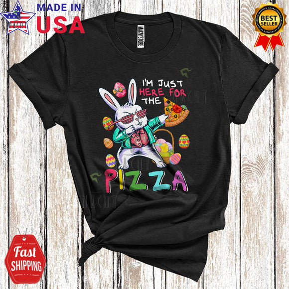 MacnyStore - I'm Just Here For The Pizza Cool Cute Easter Day Dabbing Bunny With Easter Egg Basket Lover T-Shirt