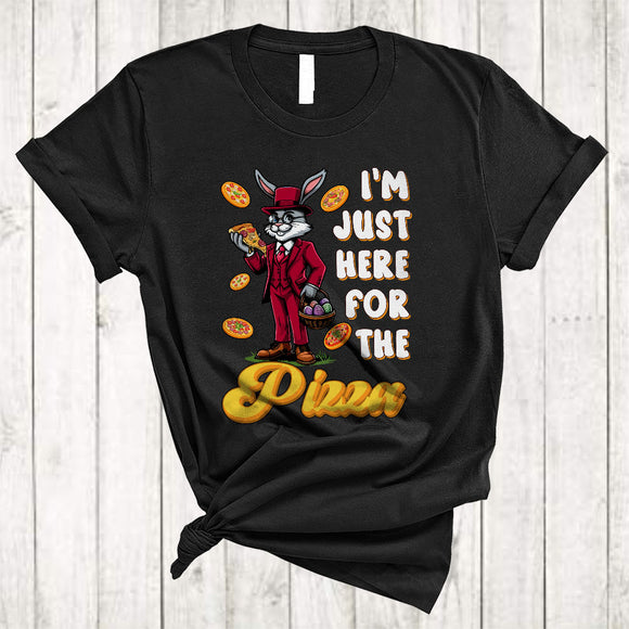 MacnyStore - I'm Just Here For The Pizza, Humorous Easter Day Bunny Pizza Food Lover, Family Group T-Shirt